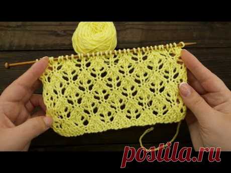 Ажурный узор «Лист липы» спицами 🍃 «Linden Leaf» knitting pattern