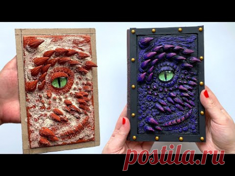 DIY Notepad Decor Idea | Notebook Cover | 3d dragon eye made of modeling clay - YouTube