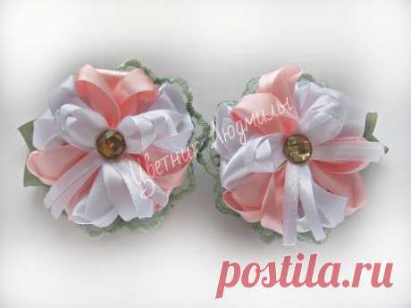 Ribbon flowers \ Цветы из лент \ мастер класс Канзаши \ DIY \ Цветок kanzashi