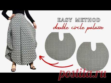 Very Easy Double Circle Palazzo Cutting and Stitching | DIY Umbrella Palazzo Pants