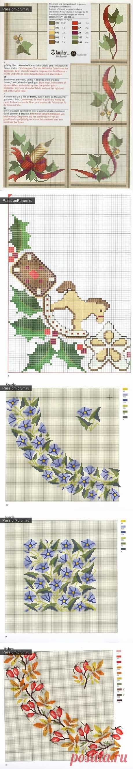 УЗОРЫ ДЛЯ СКАТЕРТЕЙ И САЛФЕТОК. ЧАСТЬ 9 / Схемы вышивки крестиком / PassionForum - мастер-классы по рукоделию
