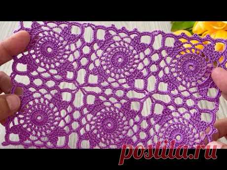 CROCHET LACE So Simple and Stylish Square Motif Model for Runner, Blouse, Sweater, Shawl Project