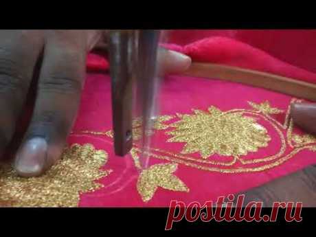 Making Golden Flower Patterns using Machine Embroidery - YouTube