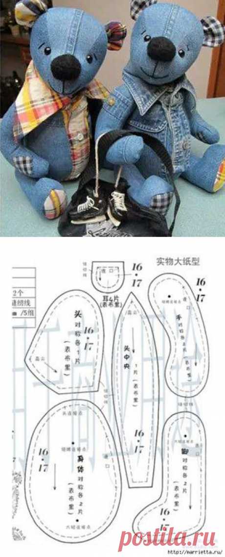 НАША СТРАНА МАСТЕРОВ: Шьем медведя из старых джинсов. Выкройка игрушки