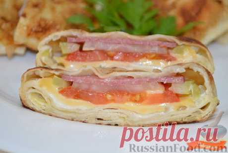 Жареный в яйце лаваш с начинкой на RussianFood.com