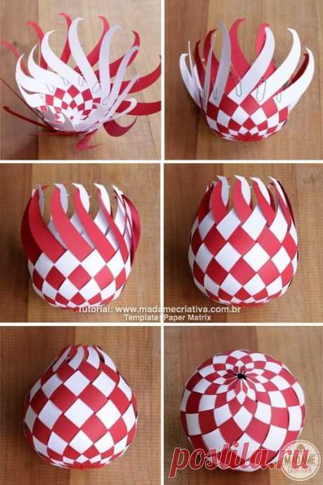 DIY paper Balls tutorial! So beautiful! I'm totally making this for Christmas! Passo a Passo Bolas de Paper trançado! Lindo para decoração de natal…