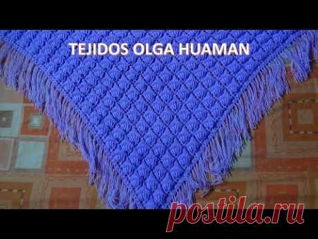 chal tejido a crochet en punto rococo y relieve video 1