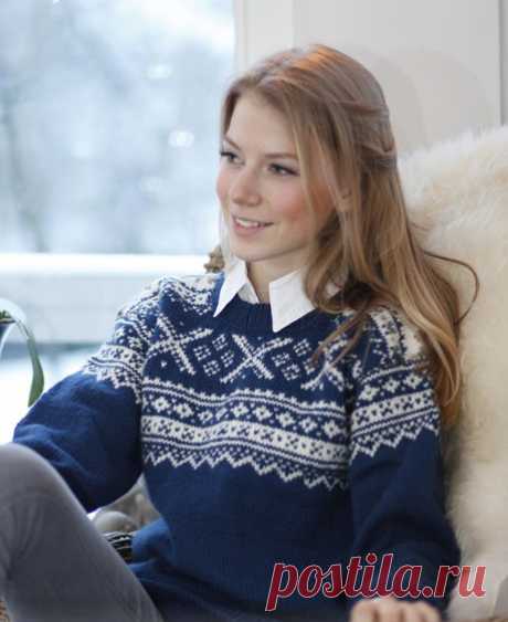 Как связать свитер с норвежским узором Blue Dream