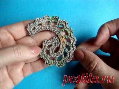 ▶ Вязание крючком ирландского кружева Урок 306 Howto Crochet Irich lace leafe - YouTube