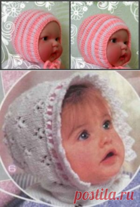 Шапочка вязаная спицами для новорожденных с фото и описанием
