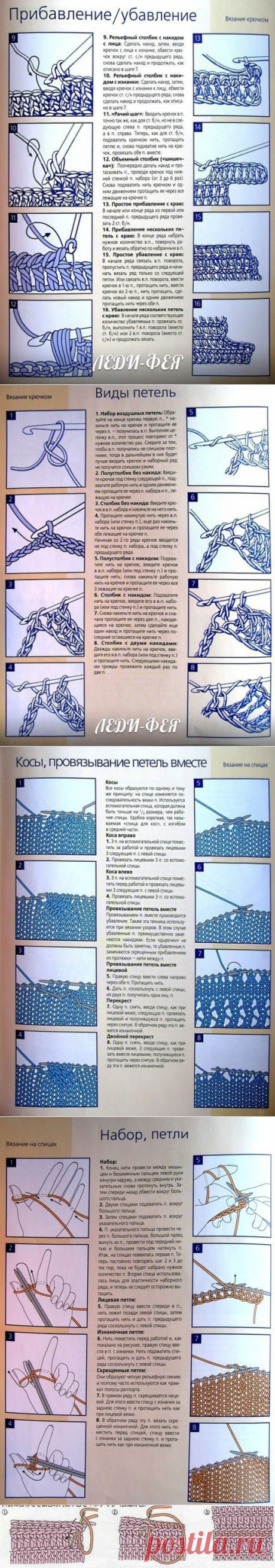 Шпаргалка по вязанию крючком и спицами