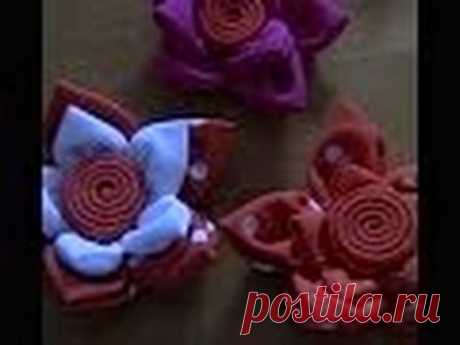 D.I.Y. flor de  Fuxico passo a passo- HOW TO MAKE ROLLED RIBBON ROSES- fabric flowers