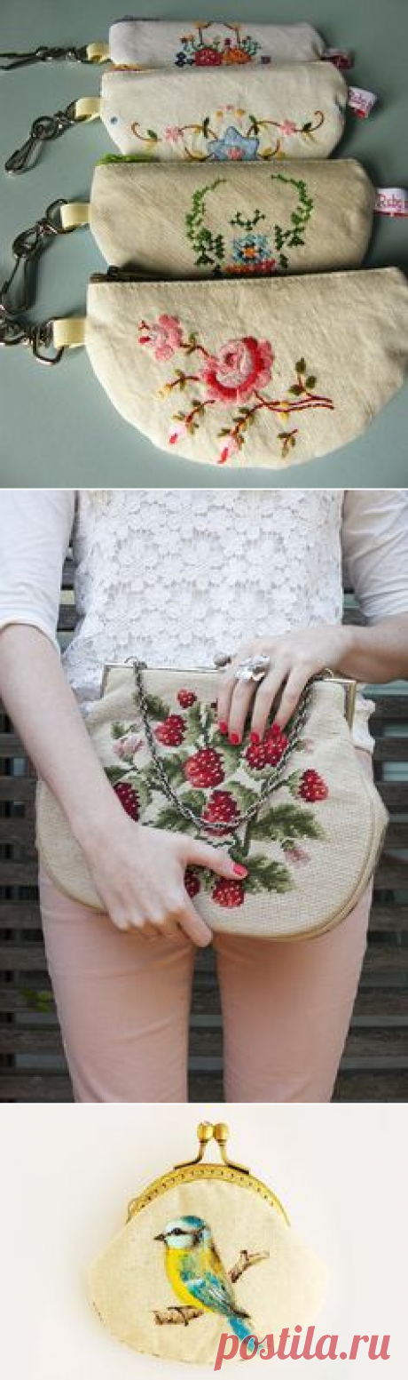 Red Cardinal Hand Painted Bird Vintage Purse