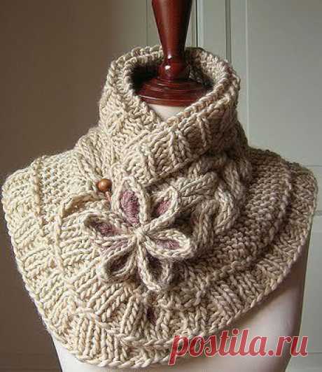 Красивые шарфы-воротники, связанные спицами — Рукоделие