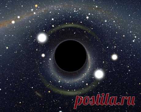 Компьютерное изображение черной дыры С помощью неё вы можете представить, насколько странным будет вид. Чёрная дыра обладает настолько сильной гравитацией, что проходящий мимо неё свет сильно отклоняется от прямой линии. В результате можно увидеть очень необычные оптические искажения картинки. У каждой звезды будет по крайней мере два изображения — с одной стороны от чёрной дыры и с другой. Находясь возле чёрной дыры, вы можете видеть всё небо целиком: свет со всех направл...