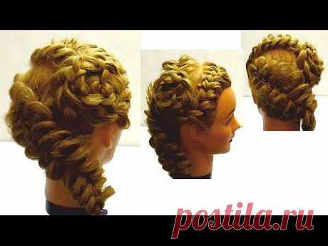 Прическа для девочек с плетением. Плетение косичек.  Hairsrtyle with braids - YouTube