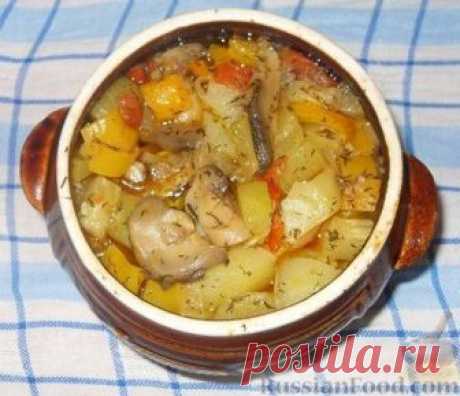 Рецепт: Мясо с картошкой и овощами в горшочках на RussianFood.com