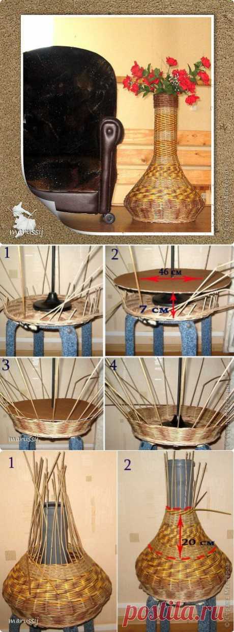 Напольная ваза из газетных трубочек. | Страна Мастеров