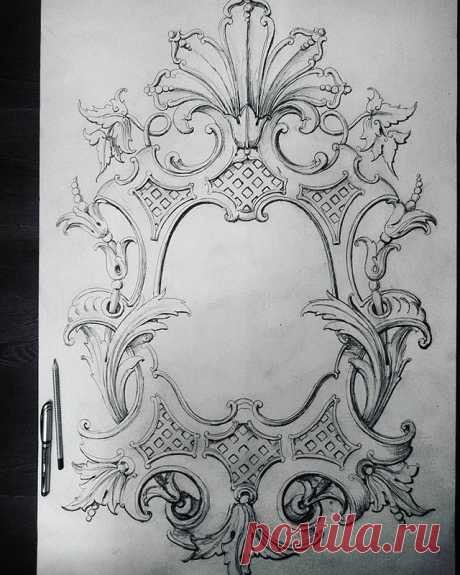 Эскиз резного медальона в стиле"классицизм". Sketch of a carved…                                                                                                                                                                                 More