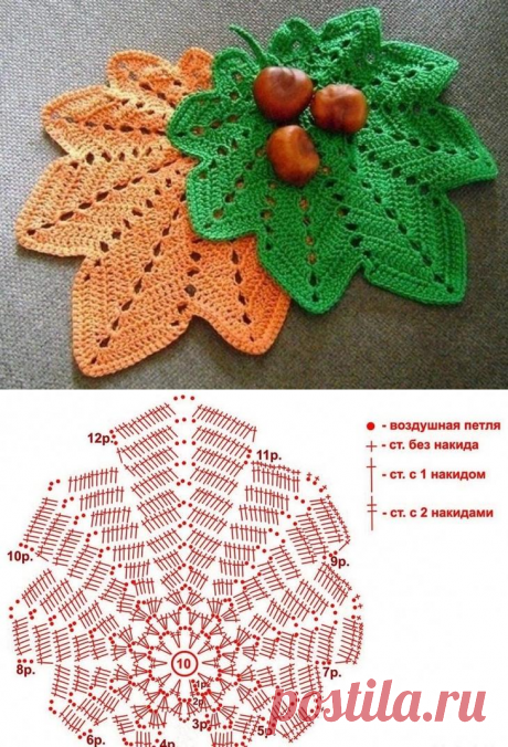 Вязание крючком: украшаем дом и одежду осенними листьями (схемы)