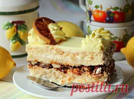Лимонный торт с ореховой прослойкой - Портал «Домашний»