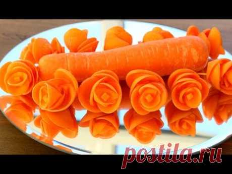 Art In Carrot Rose Flower | Vegetable Carving Garnish | Food Decoration | Party Garnishing