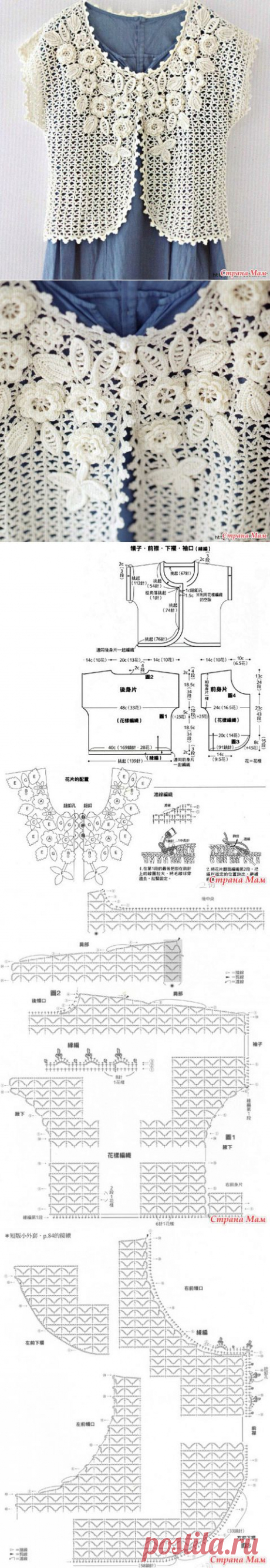 Летний жакет с элементами ирландского кружева крючком. - ВЯЗАНАЯ МОДА+ ДЛЯ НЕМОДЕЛЬНЫХ ДАМ - Страна Мам