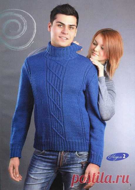 Модели вязания со схемами и описаниями: Мужской свитер спицами