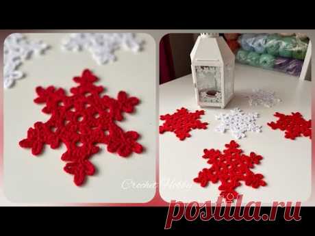 Kolay Tığ işi Örgü Kar Tanesi Yapımı / Easy Crochet Snowflake Christmas Ornaments / ideas