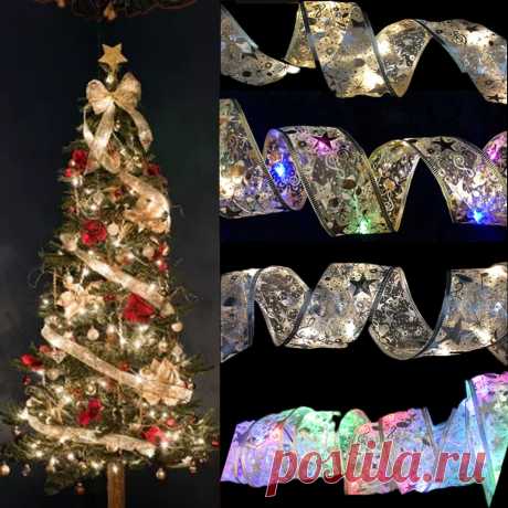 Рождественская лента со светодиодный ными лампочками, водонепроницаемая лента для украшения рождественской елки, новогодние украшения для стен, окон, дома, 2 м, 5 м, 10 м, 2022 | Дом и сад | АлиЭкспресс