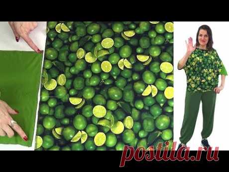 Костюм ЛИМОНЧЕЛЛО 🍋 БЛУЗКА из квадратов 👚 Прямоугольный КРОЙ 😲 Моделирование и пошаговый пошив