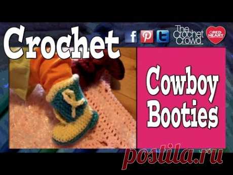 How to Crochet Baby Booties: Cowboy Booties - YouTube