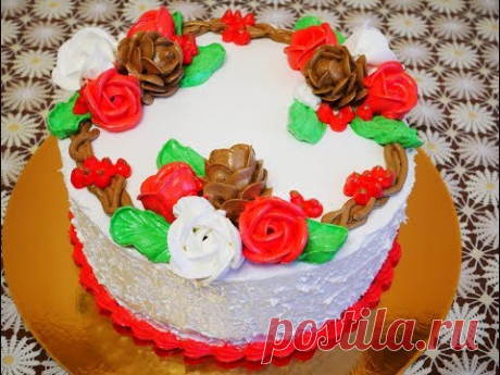 Торт КРАСНЫЙ БАРХАТ торт рецепт НОВОГОДНЕЕ УКРАШЕНИЕ торта Cake decoration