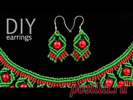 DIY Macrame Earrings with Diamonds and Beads