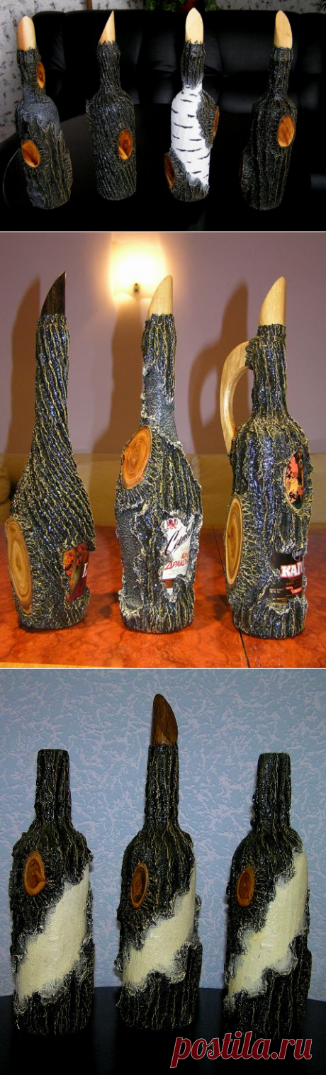 Коллекция вин в бутылках, декорированных под кору - УЛЫБКИ ЭНТОВ