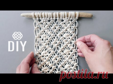 Square Knot Diamond Mesh Pattern Tutorial by Macrame School