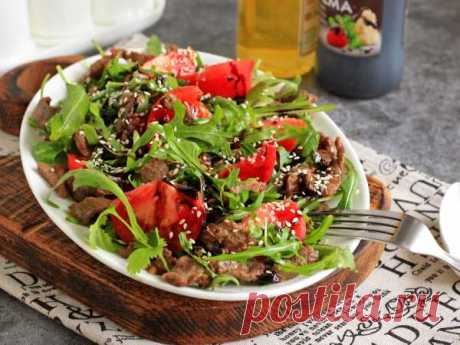 Теплый салат с говядиной и рукколой — рецепт с фото пошагово