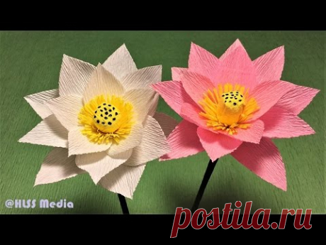 How to make beautiful lotus paper flower| Diy origami lotus crepe paper flower making tutorials