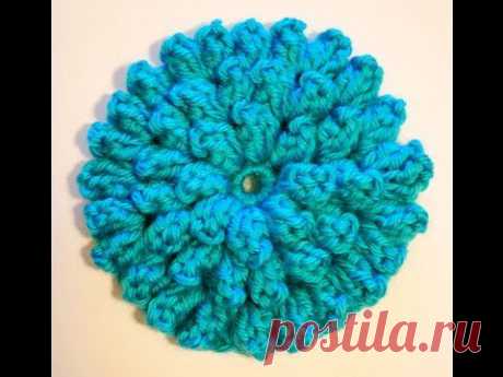 How to Crochet a Flower: Crochet Popcorn Stitch Flower Free Pattern - YouTube