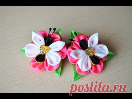 Резинка для волос Мастер класс из лент бабочки DIY hair ornaments handmade kanzashi Haarschmuck