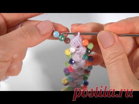 CROCHET LEFTOVER YARN /PUFF STITCH/Crochet WITH BEADS/FAST & EASY Crochet #crochetwithleftovers