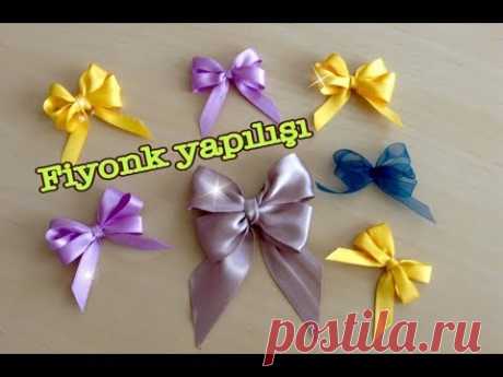 kurdeleden fiyonk yapılışı (Make Simple Easy Bow, DIY, Ribbon Hair Bow),