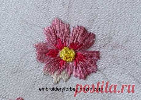(Embroider With Me-1) Цветок с длинной и короткой строчкой, французский узел-часть 1 | Вышивка для начинающих