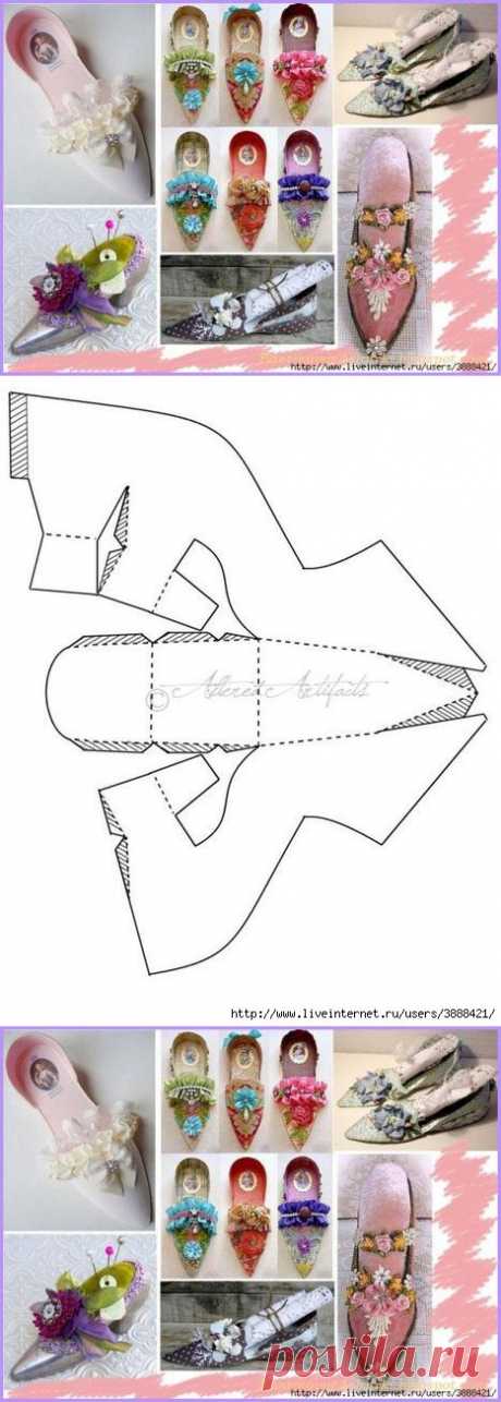 Шаблон для изготовления туфельки из бумаги .