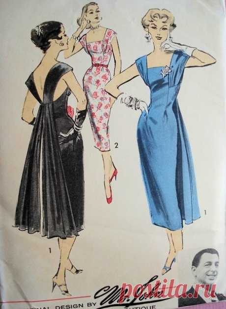 1950s Dramatic Sheath Dress Evening Cocktail Dress Pattern Mr. John Couturier Boutique for Advance American Designer 8171 Vintage Sewing Pattern