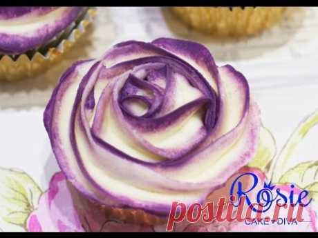 Two-Tone Buttercream Rose Cupcake Tutorial