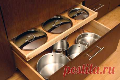Как хранить крышки от кастрюль на кухне: 12 идей хранения крышек от кастрюль и сковородок