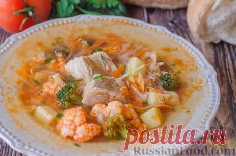 Рецепт: Щи «Три капусты» со свиными рёбрышками на RussianFood.com