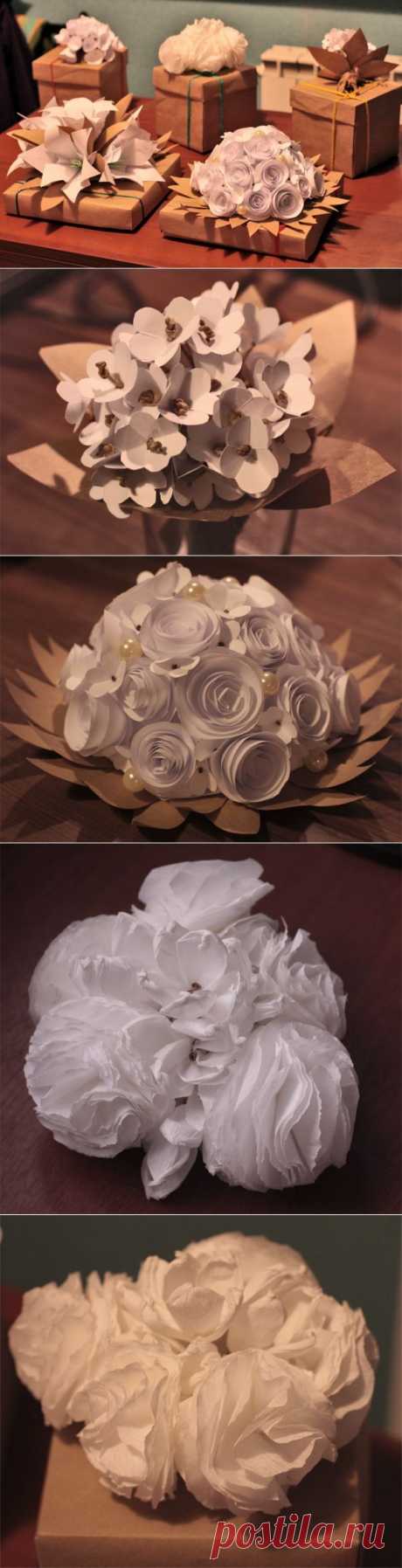 Стильные бумажные цветы как украшение подарков — Рукоделие