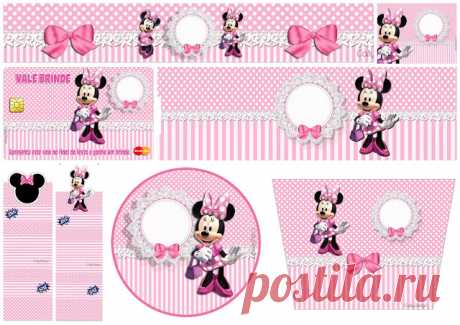 Minnie con Rayas Rosa: Etiquetas para Candy Bar para Imprimir Gratis. | Ideas y material gratis para fiestas y celebraciones Oh My Fiesta!